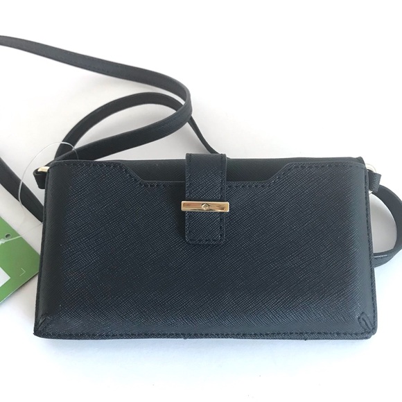 ♠️ Kate Spade Black Leather Crossbody iPhone Case (NWT!) - Picture 3 of 11